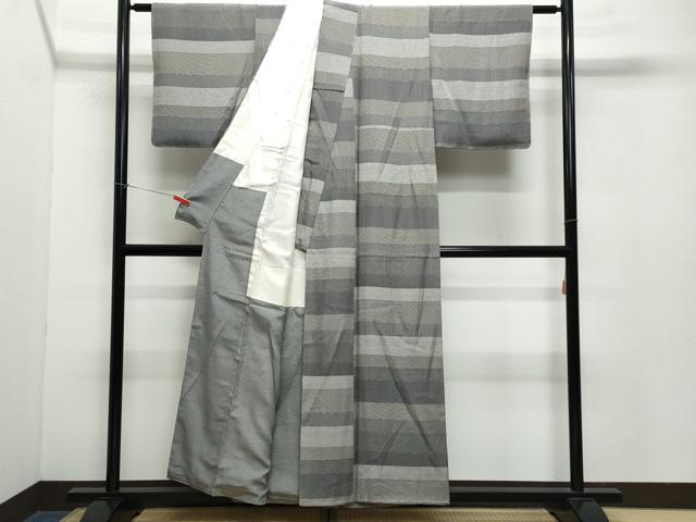 平和屋着物●江戸小紋 横段吉祥文 反端付き 正絹 逸品 CAAZ8338vf