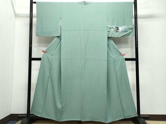 平和屋着物●上質な色無地　京の名水染　山鳩色　反端付き　正絹　逸品　CAAZ8339vf 平和屋着物○上質な色無地 京の名水染 山鳩色 反端