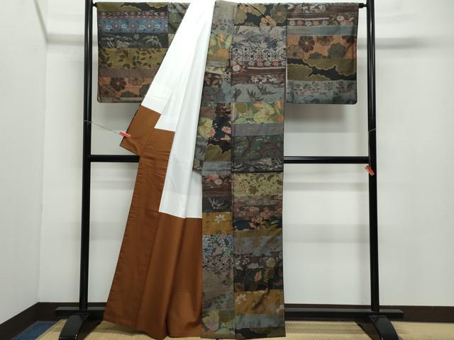 平和屋着物●小千谷紬 綾織紬 百柄 証紙付き 正絹 逸品 CAAZ8341vf
