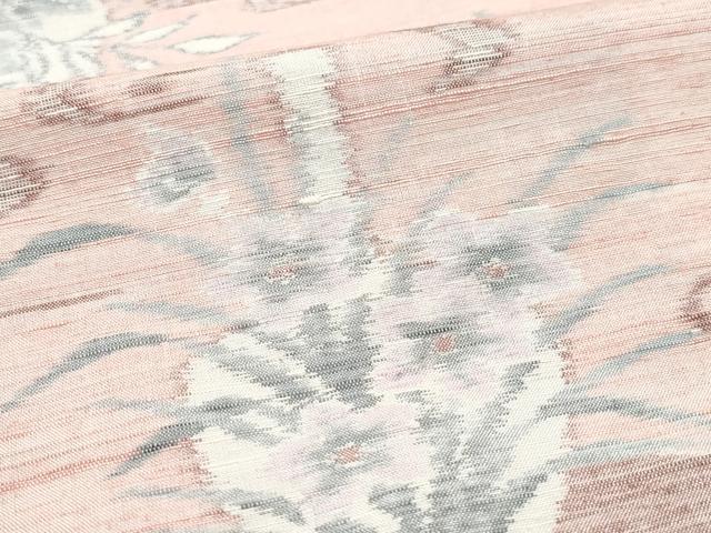 平和屋着物●小千谷紬 流水陶器草花文 正絹 逸品 CAAZ8358vf