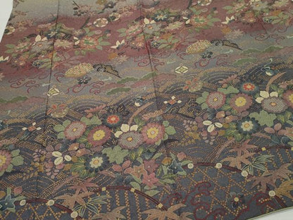 平和屋着物●訪問着　作家物　本草木染　文箱籬草花文　正絹　逸品　CAAZ8375vf