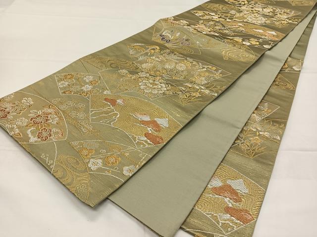 平和屋着物◎六通柄袋帯　地紙吉祥花文　金糸　正絹　逸品　CAAZ8493qv