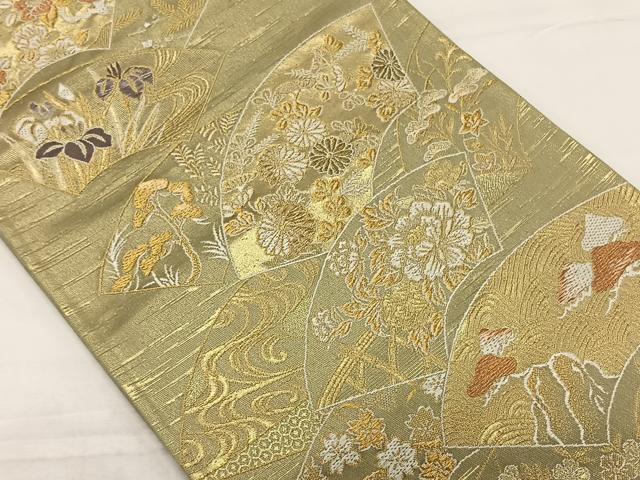 平和屋着物◎六通柄袋帯　地紙吉祥花文　金糸　正絹　逸品　CAAZ8493qv