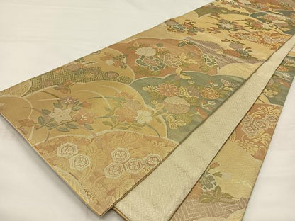 平和屋着物◎佐賀錦　六通柄袋帯　吉祥花文　反端付き　正絹　逸品　CAAZ8500qv