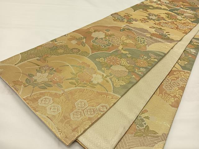 平和屋着物◎佐賀錦　六通柄袋帯　吉祥花文　反端付き　正絹　逸品　CAAZ8500qv