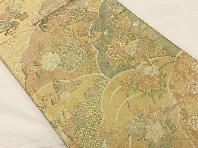 平和屋着物◎佐賀錦　六通柄袋帯　吉祥花文　反端付き　正絹　逸品　CAAZ8500qv