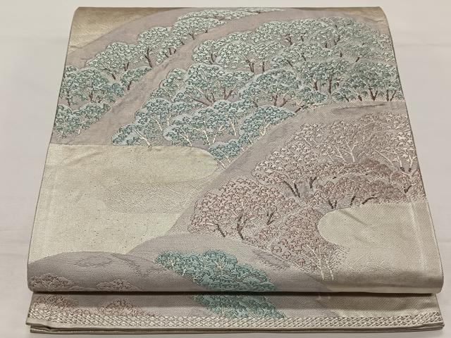 平和屋着物◎六通柄袋帯　小倉山　風景文　引箔　正絹　逸品　CAAZ8504qv