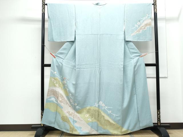平和屋着物●訪問着 絞り 刺繍 枝花文 暈し染め 正絹 逸品 CAAZ8804th
