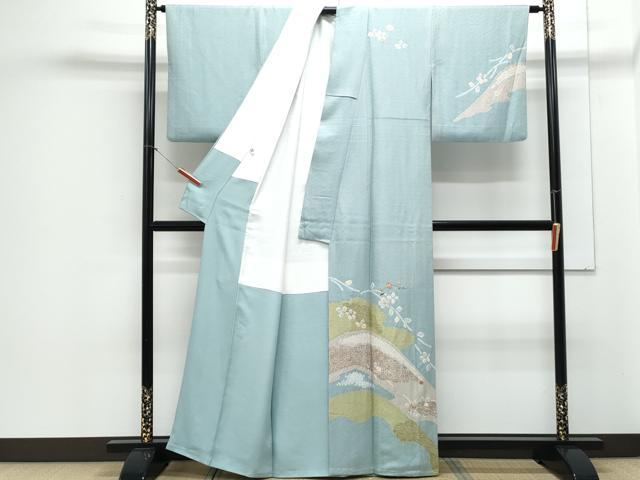 平和屋着物●訪問着 絞り 刺繍 枝花文 暈し染め 正絹 逸品 CAAZ8804th