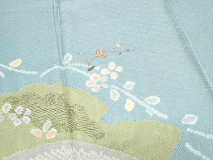 平和屋着物●訪問着 絞り 刺繍 枝花文 暈し染め 正絹 逸品 CAAZ8804th