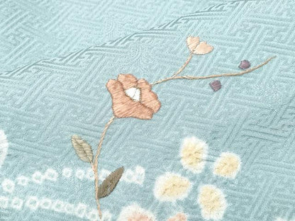 平和屋着物●訪問着 絞り 刺繍 枝花文 暈し染め 正絹 逸品 CAAZ8804th