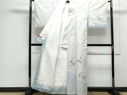 平和屋着物●訪問着　作家物　紬地　枝花文　正絹　逸品　CAAZ8806th