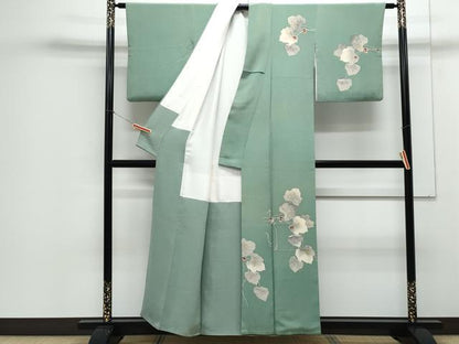 平和屋着物●華道家 楠目ちづ 訪問着 蔦の葉文 鬼しぼ縮緬 正絹 逸品 CAAZ8810th