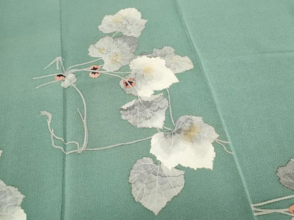 平和屋着物●華道家 楠目ちづ 訪問着 蔦の葉文 鬼しぼ縮緬 正絹 逸品 CAAZ8810th