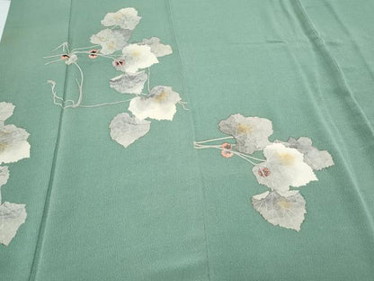 平和屋着物●華道家 楠目ちづ 訪問着 蔦の葉文 鬼しぼ縮緬 正絹 逸品 CAAZ8810th