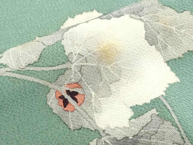 平和屋着物●華道家 楠目ちづ 訪問着 蔦の葉文 鬼しぼ縮緬 正絹 逸品 CAAZ8810th