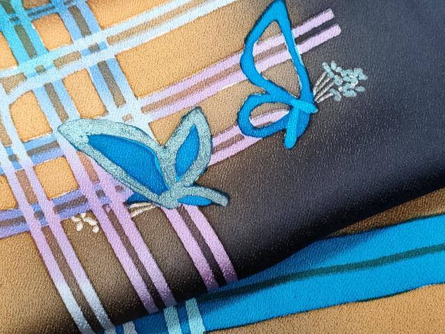 平和屋着物●訪問着　幾何学舞蝶文　ラメ　暈し染め　正絹　逸品　CAAZ8819th