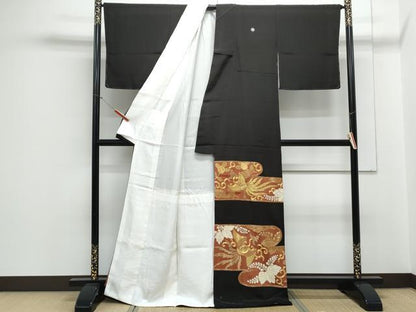 平和屋着物▼豪華黒留袖 駒刺繍 エ霞鳳凰花文 金銀糸 正絹 逸品 CAAZ8998th