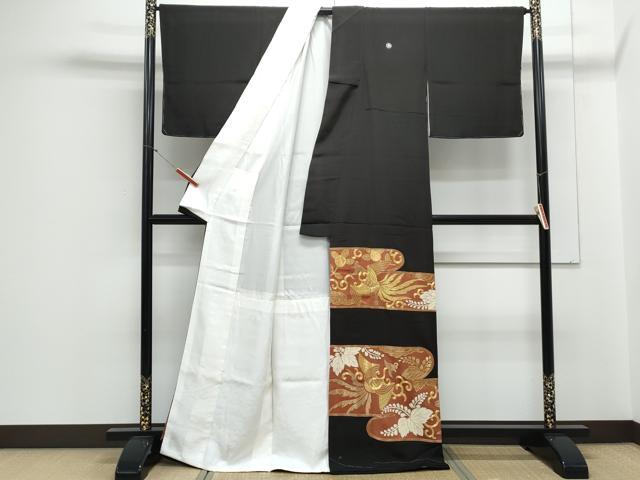 平和屋着物▼豪華黒留袖 駒刺繍 エ霞鳳凰花文 金銀糸 正絹 逸品 CAAZ8998th