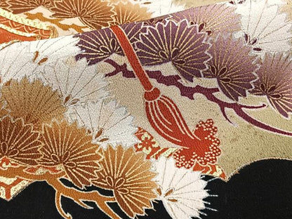 平和屋着物■豪華黒留袖　駒刺繍　正倉院吉祥花文　金銀彩　正絹　逸品　CAAZ9310xi