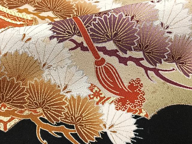 平和屋着物■豪華黒留袖　駒刺繍　正倉院吉祥花文　金銀彩　正絹　逸品　CAAZ9310xi