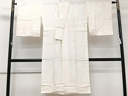 平和屋着物■長襦袢　無双仕立て　枝花地紋　鳥の子色　正絹　逸品　CAAZ9333xi