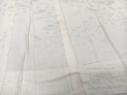 平和屋着物■長襦袢　無双仕立て　枝花地紋　鳥の子色　正絹　逸品　CAAZ9333xi