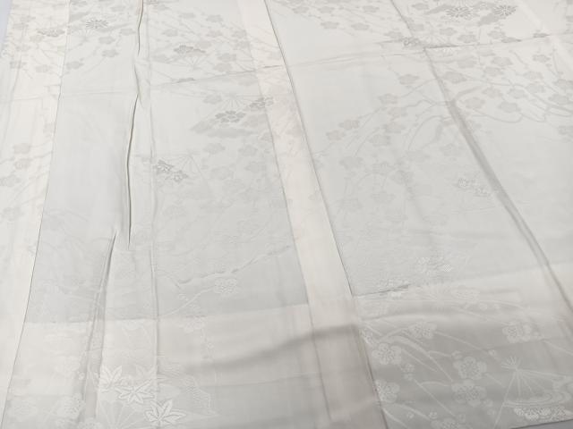 平和屋着物■長襦袢　無双仕立て　枝花地紋　鳥の子色　正絹　逸品　CAAZ9333xi