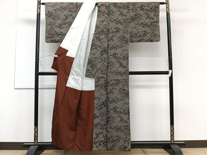 平和屋着物■上質な紬 風景文 正絹 逸品 CAAZ9425xi