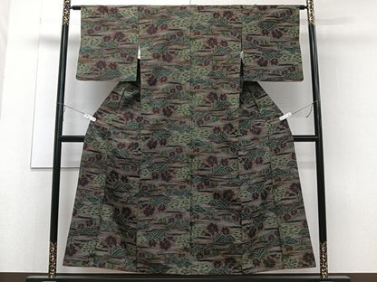 平和屋着物■上質な紬 風景花文 正絹 逸品 CAAZ9524xi