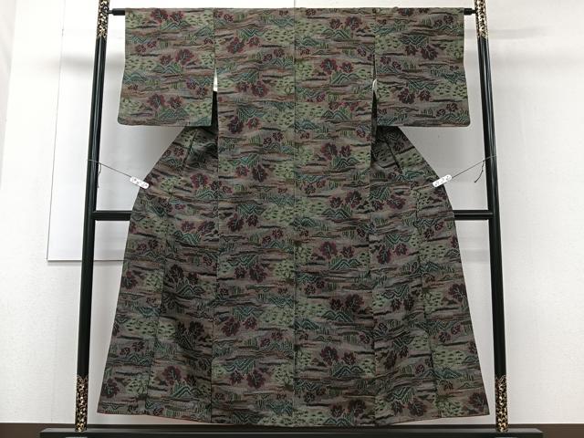 平和屋着物■上質な紬 風景花文 正絹 逸品 CAAZ9524xi