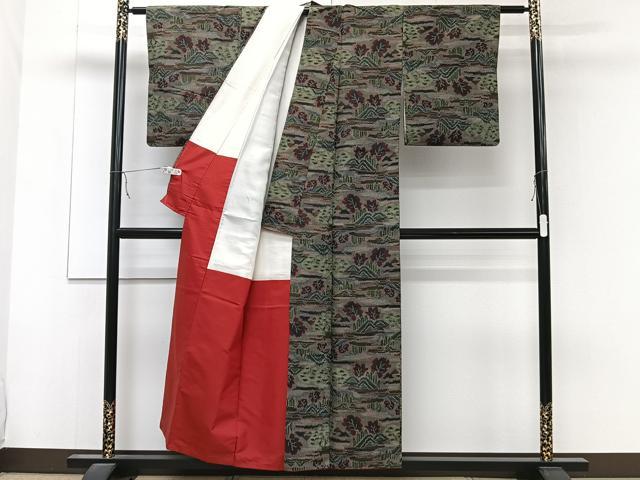 平和屋着物■上質な紬 風景花文 正絹 逸品 CAAZ9524xi