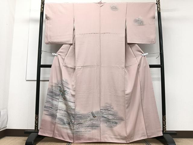 平和屋着物■訪問着　短冊風景花文　暈し染め　金銀彩　正絹　逸品　CAAZ9559xi