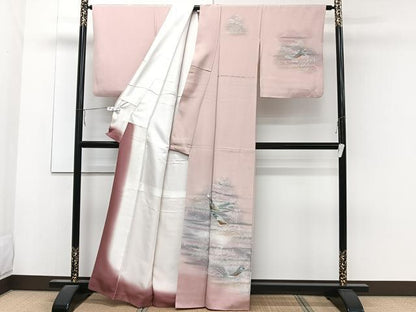 平和屋着物■訪問着　短冊風景花文　暈し染め　金銀彩　正絹　逸品　CAAZ9559xi