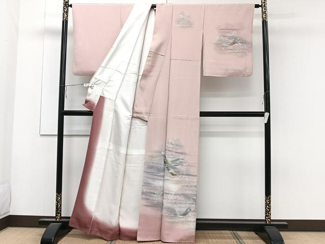平和屋着物■訪問着　短冊風景花文　暈し染め　金銀彩　正絹　逸品　CAAZ9559xi
