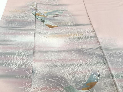 平和屋着物■訪問着　短冊風景花文　暈し染め　金銀彩　正絹　逸品　CAAZ9559xi