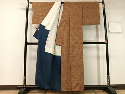 平和屋着物■上質な小紋　紬地　人物風景花文　正絹　逸品　CAAZ9736vp
