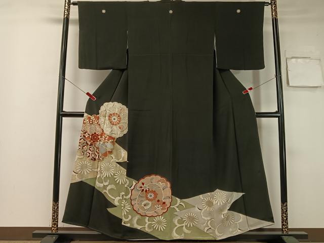 平和屋着物■豪華黒留袖　更紗唐草文　金銀彩　正絹　逸品　CAAZ9923vp