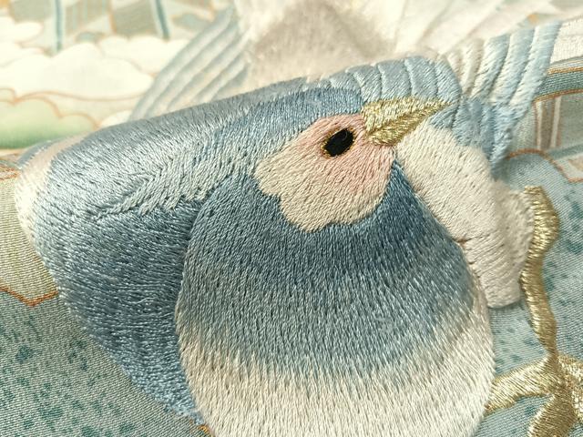 平和屋着物■豪華黒留袖　刺繍　道長花鳥文　金彩　正絹　逸品　CAAZ9929vp