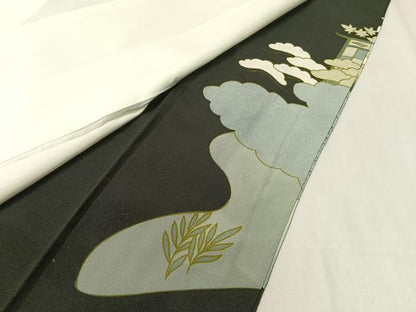 平和屋着物■豪華黒留袖　刺繍　道長花鳥文　金彩　正絹　逸品　CAAZ9929vp