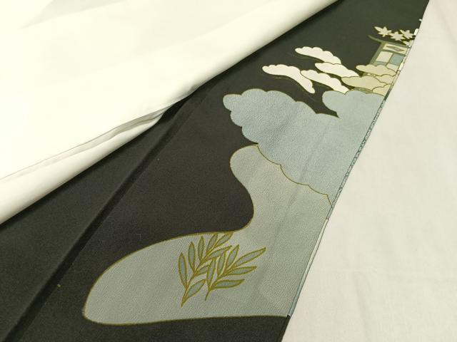 平和屋着物■豪華黒留袖　刺繍　道長花鳥文　金彩　正絹　逸品　CAAZ9929vp