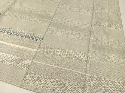 平和屋着物●本場白大島紬　訪問着　9マルキ　横段吉祥文　正絹　逸品　CAAZ9976vp