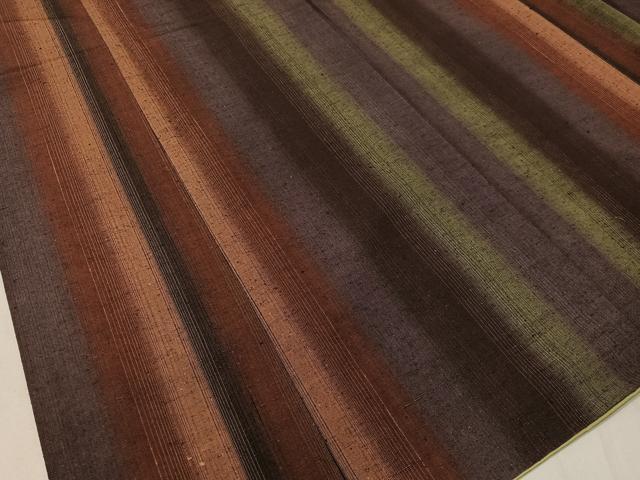 平和屋着物●珈琲染　紬　間道　正絹　逸品　CABH4481vp