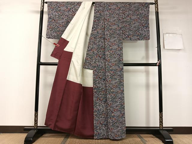 平和屋着物●琉球紅型 立波花文 正絹 逸品 CAAZ9979vp