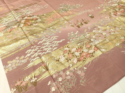 平和屋着物●訪問着　駒刺繍　霞風景花文　暈し染め　金銀彩　正絹　逸品　CAAZ9990vp
