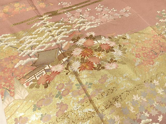 平和屋着物●訪問着　駒刺繍　霞風景花文　暈し染め　金銀彩　正絹　逸品　CAAZ9990vp
