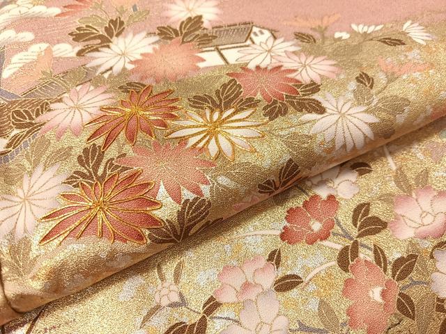 平和屋着物●訪問着　駒刺繍　霞風景花文　暈し染め　金銀彩　正絹　逸品　CAAZ9990vp