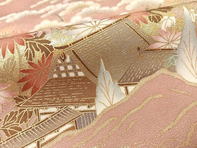 平和屋着物●訪問着　駒刺繍　霞風景花文　暈し染め　金銀彩　正絹　逸品　CAAZ9990vp
