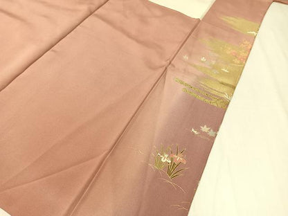 平和屋着物●訪問着　駒刺繍　霞風景花文　暈し染め　金銀彩　正絹　逸品　CAAZ9990vp