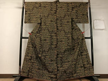 平和屋着物●本場大島紬 7マルキ 笹竹文 正絹 逸品 未使用 CAAZ9992vp